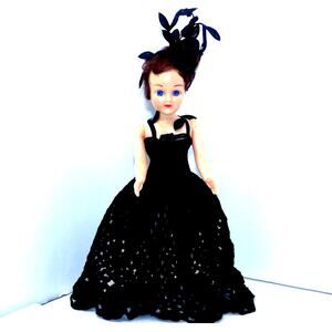 OOAK Vintage Blue Eyed Celluloid Black Widow Doll
